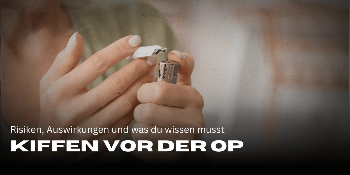 Kiffen vor OP, Frau die einen Joint anzündet